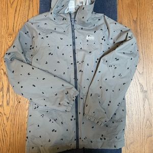 REI Co-op raincoat gray coat medium 10-12